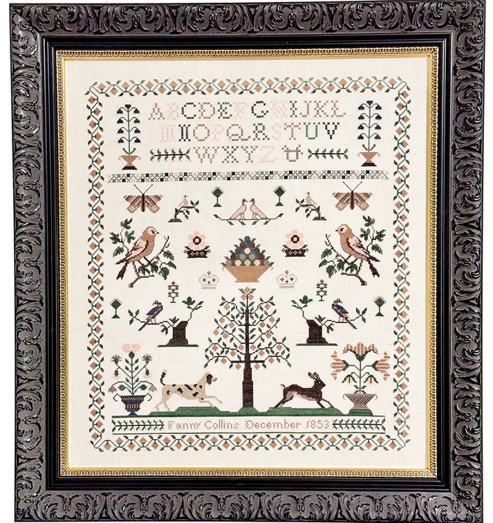 Fox and Rabbit - Fanny Collins 1853 Sampler and Pinwheel