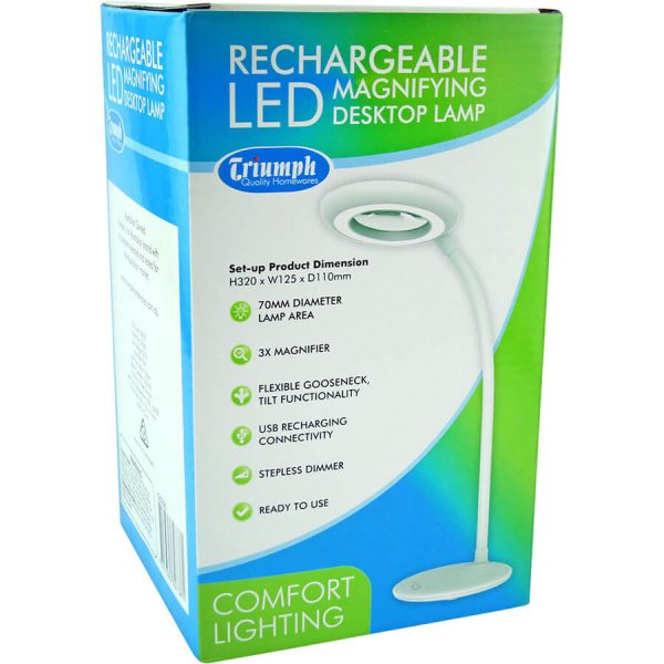 TRIUMPH LED RECHARGEABLE MAGNIFYING DESK LAMP