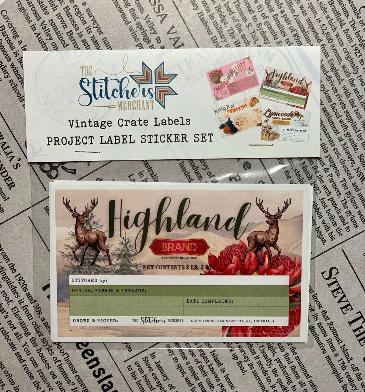 The Stitchers Merchant Vintage Crate Project Label Set