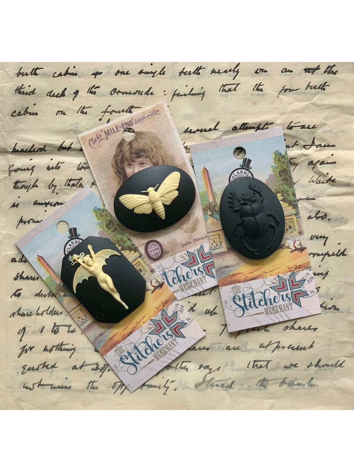 Cameo Needle Minder Black Beetle Scarab