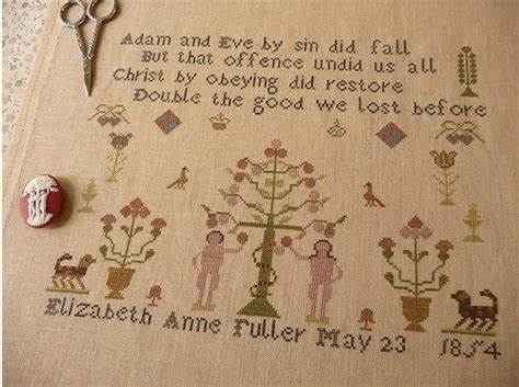 Gigi R - Adam and Eve Sampler by Elizabeth Anne Fuller 1854