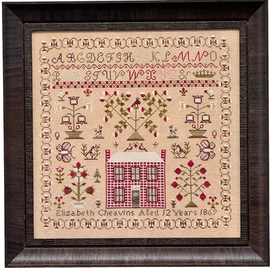 Fox and Rabbit - Elizabeth Cheavins 1869 Sampler and Pinwheel