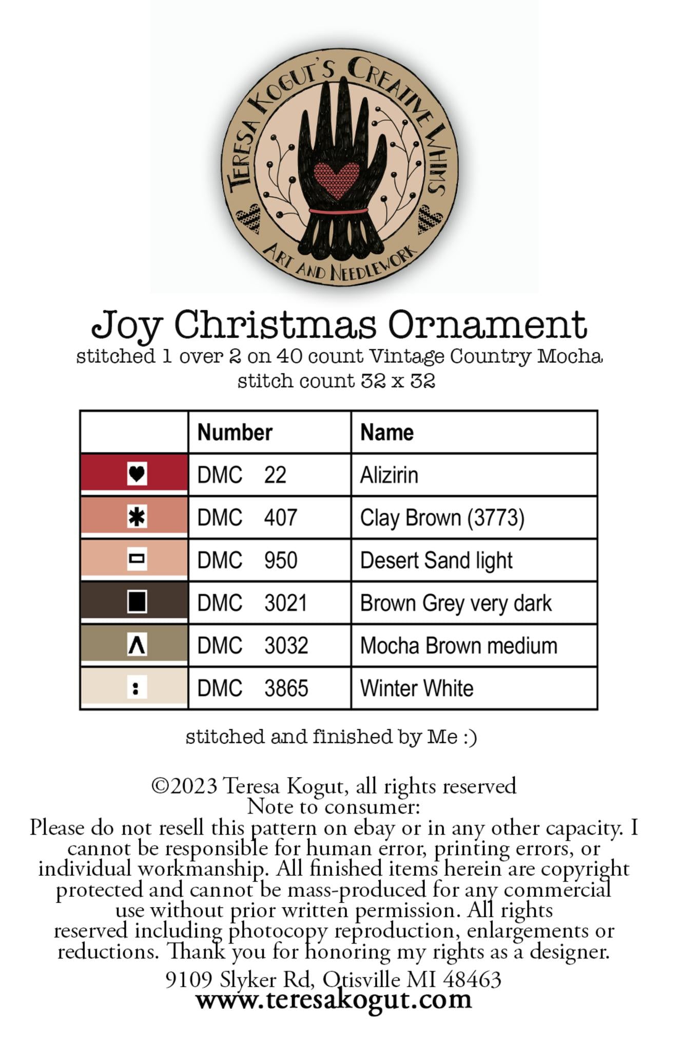 Teresa Kogut - Joy Christmas Ornament