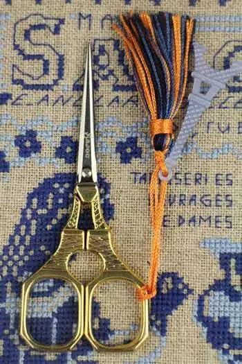 Sajou Chromed Eiffel Tower Blue Embroidery Scissors