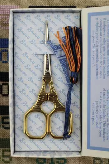 Sajou Chromed Eiffel Tower Blue Embroidery Scissors